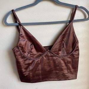 Brown Corset Crop Top